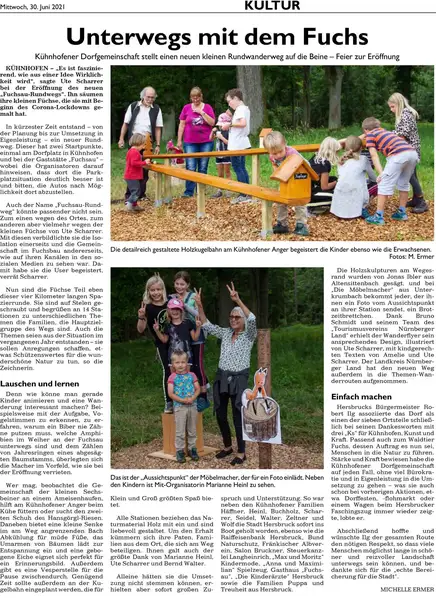 Der Fuchsaurundweg als Aktion mit der Nachbarschaft Der Fuchsaurundweg als Aktion mit der Nachbarschaft