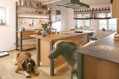 Eichenküche mit Rohstahl im Industrial Style 