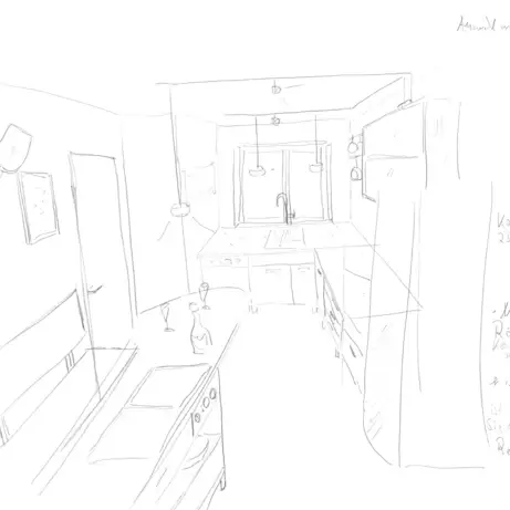 Entwurf der Zieglerschen Massivholzküche 