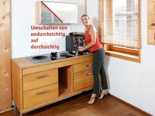 Schaltbares Glas macht Fronten durchsichtig oder undurchsichtig 