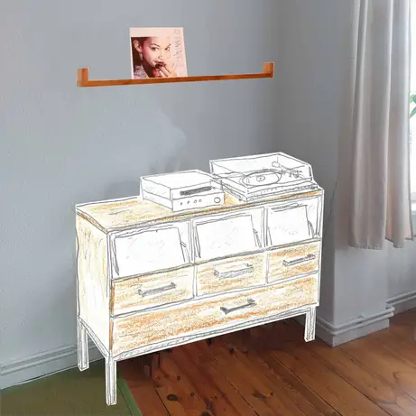 Schallplattenschrank mit Glasfronten 