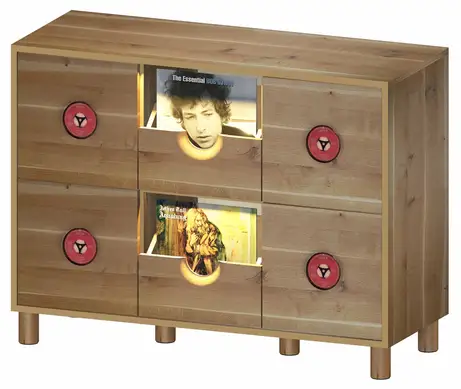 Technische Perspektive des Schallplattenmöbels 
