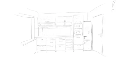 Eschenküche mit Waschmaschine 