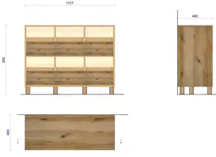 technische Zeichung des Schallplatten-Sideboards