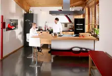Massivholzküche in Buche mit Fotodruck 