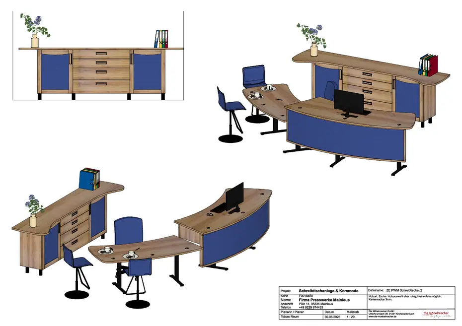 Büro in Esche Massivholz Büro in Esche Massivholz