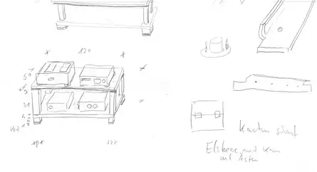 Hifi-Rack in Massivholz als Scribble 