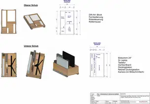 Individuell angepasste Rollcontainer aus Massivholz 