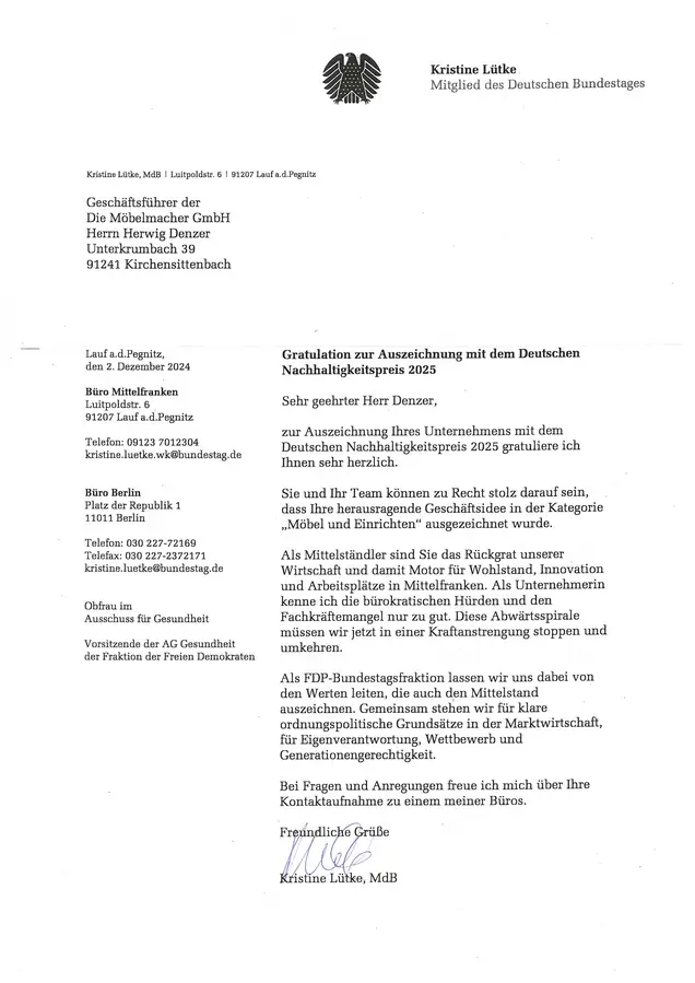 Kristine Lütke enthält sich 