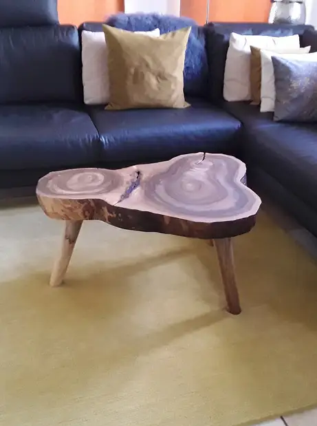 Baumscheibentisch perfekt fürs Ecksofa Baumscheibentisch perfekt fürs Ecksofa