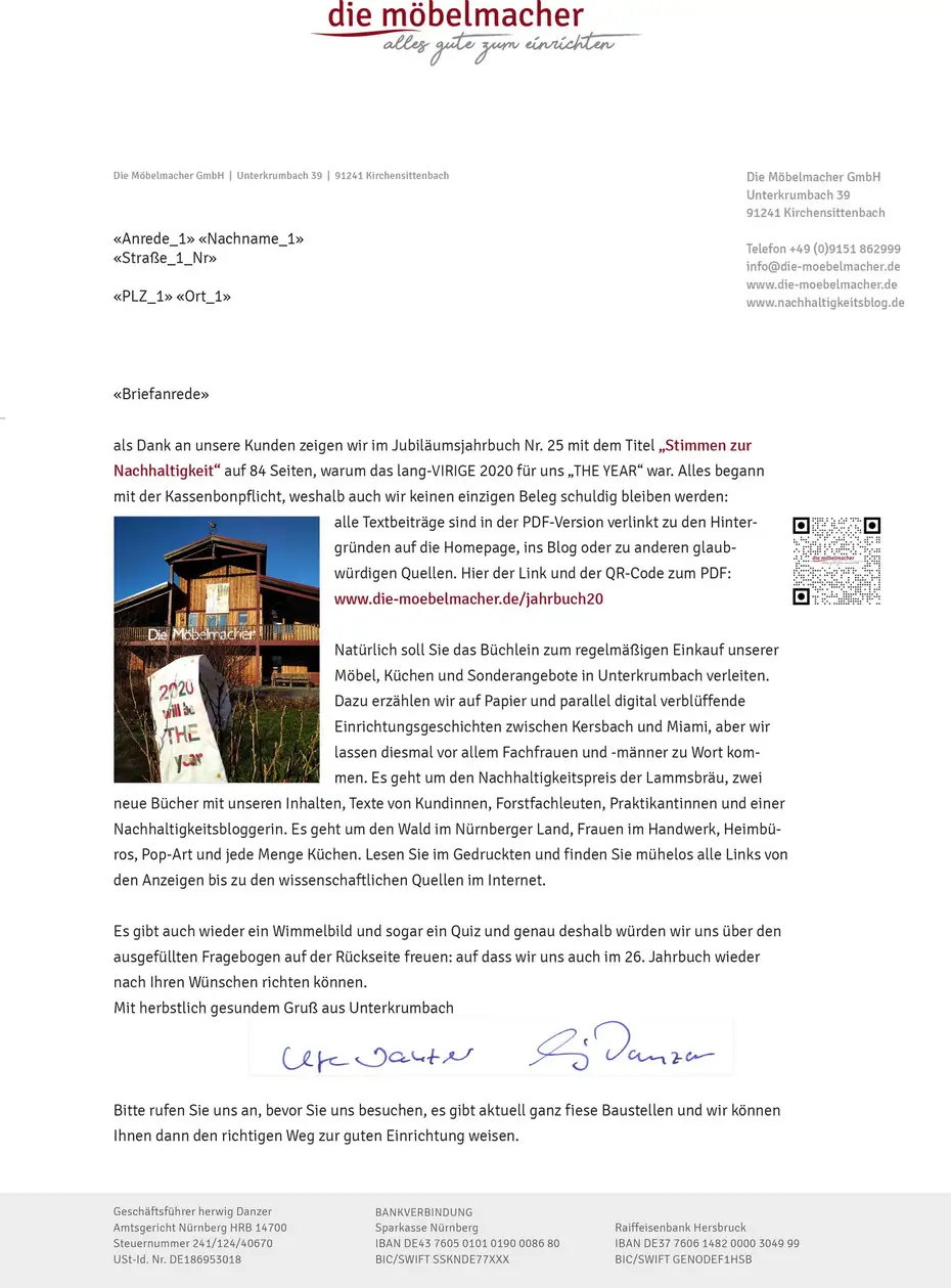 Anschreiben JAhrbuch 2020