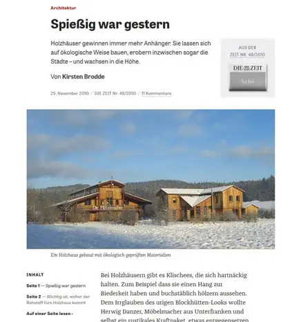 Auch in der Zeit war ein Artikel über unser Haus Auch inder Zeit war ein Artikel über unser Haus