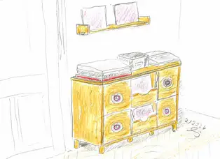 Entwurf Schallplattensideboard in Eiche 