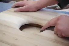 Gefrästes Horn im Schallplattenschrank 