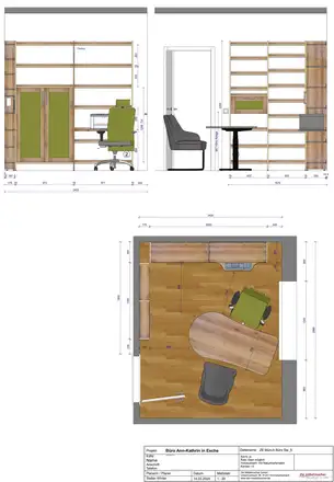Exakt bemaßte Pläne mit allem Zubehör 