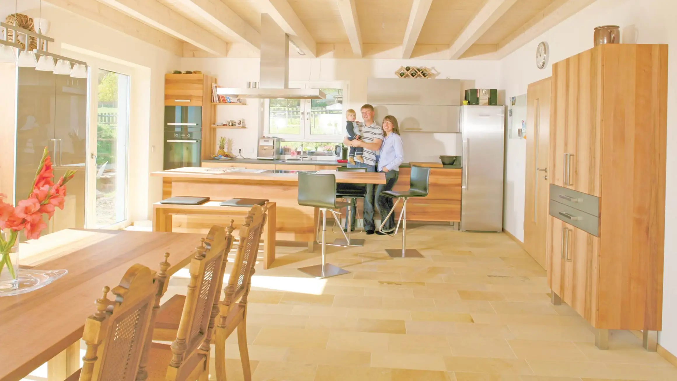 Massivholzküche in Elsbeere Massivholzküche in Elsbeere